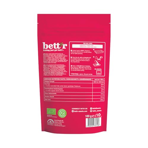 Bettr Bio Brownie Backmischung - Glutenfreier Genuss mit Superfood-Mehlen (15 Protionen) ohne Rohrzucker einfache Zubereitung