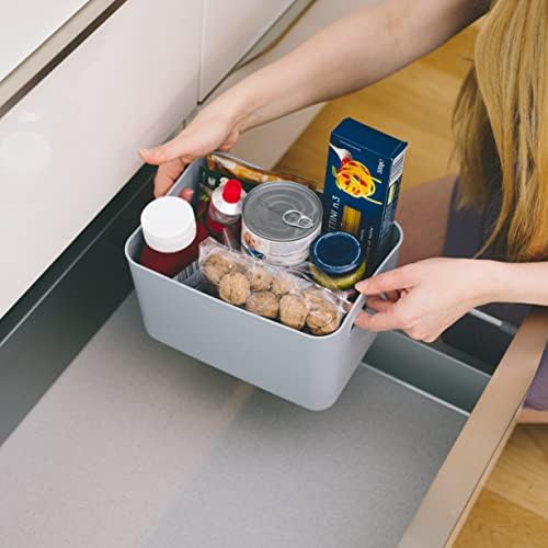 Laffair® Plastic Storage Boxes - Set of 6 Plastic Baskets for Bathroom Storage, Kitchen Storage and Office Storage - Sleek Modern Design Storage Box for Home Storage and Organisation (Grey - 6 Pack)