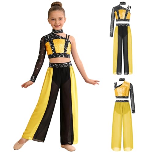 Jupes lyriques avec paillettes et ensemble costume danse fille uni