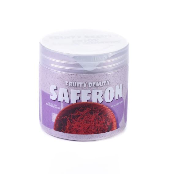 Fruity BeautySaffron Exfoliating Face Scrub, Brightening and Deep Cleanser, Minimizes Pores and Blackheads, Reduces Hyperpigmentation, All Skin Types, Gluten-free– 2 OZ