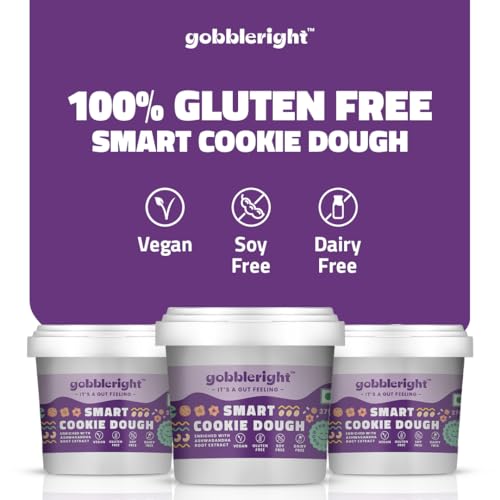 Image of GOBBLERIGHT Chocolate Cookie Dough Premix (375g - Pack of 1) | Ashwagandha Enriched | Boost Immunity & Low Calorie | Ready To Make | Gluten & Dairy Free | Healthy Vegan Instant Cookie Mix