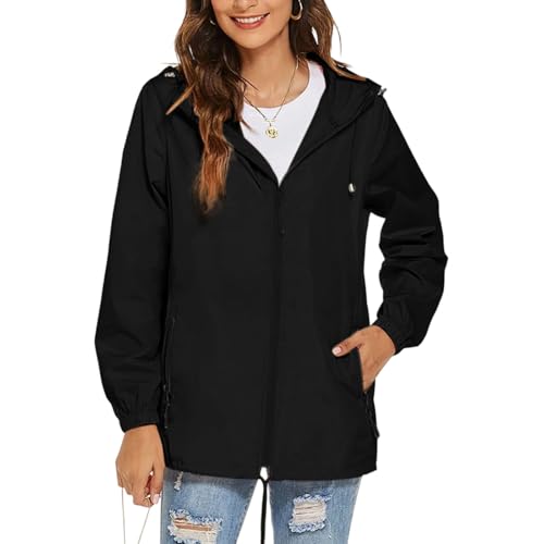Rain Jacket Women Lightweight Waterproof Hooded Raincoat Packable Windbreaker Jackets with Pockets Fall Fashion 20254