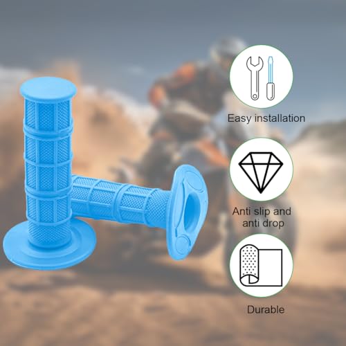 Image of BELOMI Motorcycle Hand Grips, 2PCS 7 /8 inch 22mm 24mm Non-Slip Soft Rubber Handlebars, Comfortable Motorbikes Handle Replacement Protection Accessories, Universal for Dirt Bike, Off Road, ATV(Sky Blue)