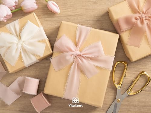 Vitalizart Chiffon Silky Ribbon 3 Rolls 1.5'' x 7 Yd Light Pink - Image 4