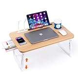 Escritorio para laptop para cama ajustable, suelo (nogal claro)