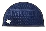 Door Mat Outdoor Mats for Home Entrance Low Profile Doormat Indoor Floor Mat Patio Entry Mat Heavy Duty Rug Garage Door Mat Outdoor Entrance, Checker - Assorted Shapes (Dark Blue, Half Round)