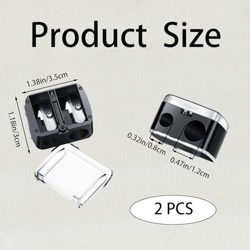 2 PCS fKiZanthene Eyeliner Sharpener, 2-Hole Makeup Sharpener, Compact Eyebrow Pencil Sharpener for All Almost Sizes, Eyeliner, Lip Liner & More, Easy to Clean(Black) - Image 3