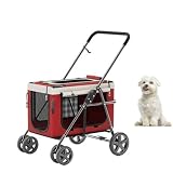 Lightweight Pet Cart,Foldable Travel Trolley for Small and Medium-Sized Dogs and Cats,Perfect for Outdoor Adventure and Comfort(A)