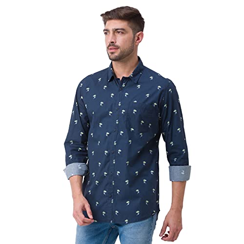 Image of Spykar Men Cotton Regular Slim Fit Full Sleeves Shirt