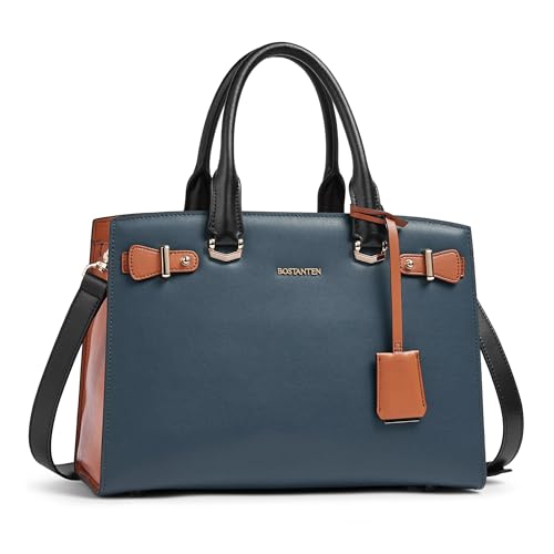 BOSTANTEN Women Leather Satchel Handbag Blue