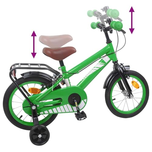 Vélo enfant 14 pouces pour explorer le parc en vert de 3 à 5 ans