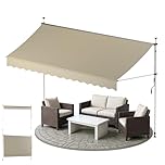 Sol Royal Store Banne Manuel sans Percage 3m – Store Balcon Enrouleur sans Percage avec Manivelle Auvent de Terrasse Pare-Soleil Extérieur UV Résistant Stores pour Patio Beige BM3