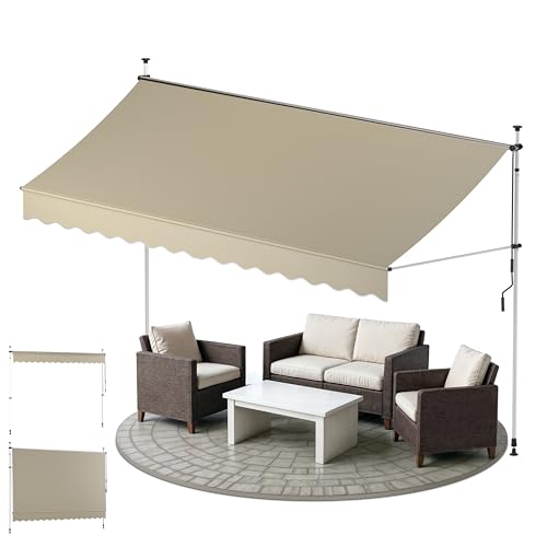 Sol Royal Retractable Awning 3m Wide without Drilling – UV-resistant & Weatherproof Garden Awnings for Patio with Hand Crank – Balcony Terrace Canopy Outdoor Free Standing Awning Beige – BM3