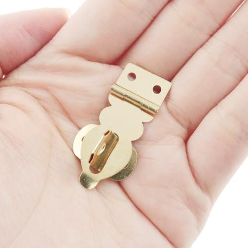 Image of 8PCS Solid Brass Padlock Hasps Mini Decorative Buckle with Screws Wooden Wine Gift Box Handbag Buckle Pin Furniture Hardware Ideal for Vintage Crafts and Small Cabinet