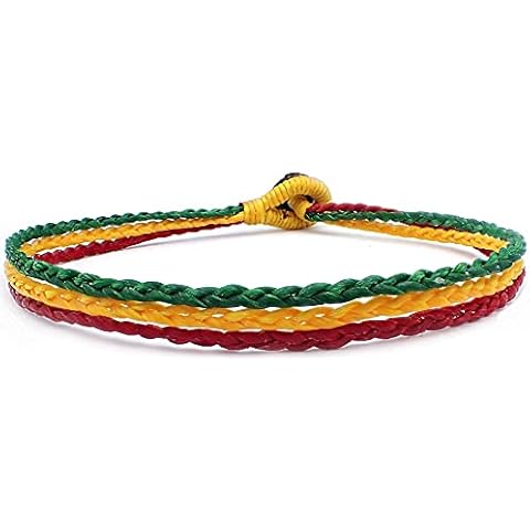 Handmade 3-Layers Braided Waxed String Ankle Bracelet for Women 10 Inches, L, waxed cord, non Cover