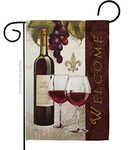 Welcome Wines Garden Flag Beverages Wine Drink Fruits