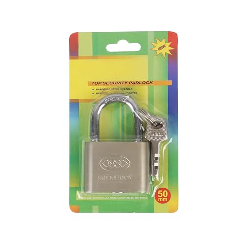 Image of NFI essentials 46mm Pressing Heavy Duty Locks with 3 Keys Hard Stainless Steel Metal Body Imported Lock Safe Security Lock Suitable for Doors, Gate, Hotels