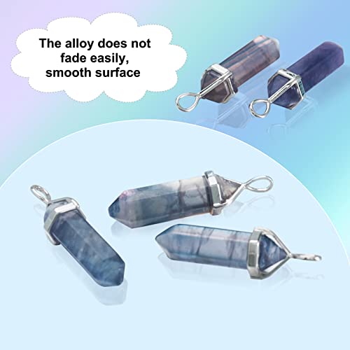 PandaHall 10pcs Natural Fluorite Bullet Charms Pendant 39x10x12mm Hexagonal Healing Pointed Chakra Beads Crystal Gemstone Pendants for DIY Necklace Jewelry Making - Image 3