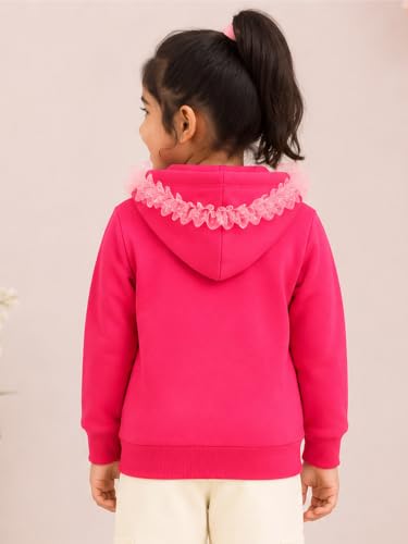 Image of Unisex Kids Solid Full Sleeve Zip Front Open Hooded Sweatshirt