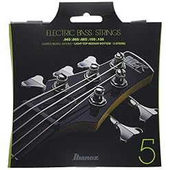 Ibanez IEBS5C Jeu de cordes pour basse électrique, 5 cordes/Light pour les aigus, Medium pour les graves, à revêtement - Les Beatles, Paul McCartney, John Lennon, RIngo Starr, George Harrison