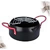 INOOMP Iron Frying Pot with Grease Filter and Detachable Rack Household Deep Fryer for Induction and Gas Stove Small Japanese Tempura Pan with Handles Heat Retentive Cookware #3