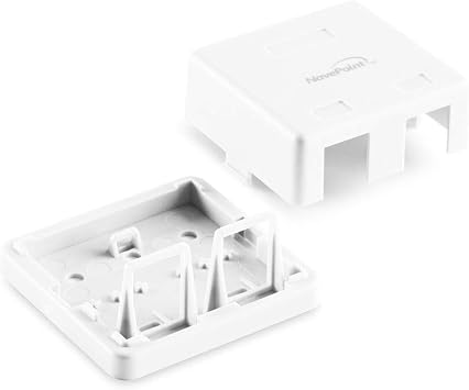 NavePoint Keystone Jack Surface-Mount Box 2-Port White, 10-Pack