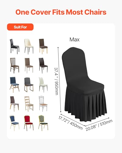 Image of VEVOR Chair Covers, Polyester Spandex Chair Cover, Stretch Slipcovers for Wedding Party Dining Banquet Flat-Front Chair Covers (Black-d, 30PCS)
