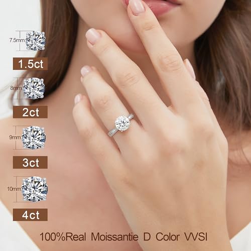 Elio Passero 1.5CT Moissanite Engagement Rings for Women,Women's halo Engagement Moissanite Promise Rings 925 Sterling Silver with 18K White Gold Plated,VVS1 Wedding Band Moissanite Ring Size 7.5 by Elio Passero - Used condition - Image 2