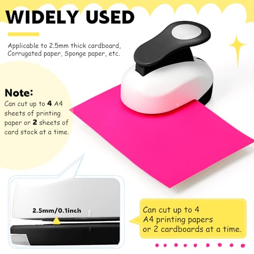 Image of CHENGU 6 Pcs Circle Punch Set 3in /2in /1.5in /1in /0.6in /0.3in Scrapbook Hole Punchers Crafting with 10 Sticker Paper Round Cutter Scrapbook for Office Supplies DIY Albums Photos(Black)