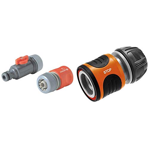 Gardena Perl-Regner-Anschlussset: Armaturenausstattung Perl-Regner, Anschlussstück und Wasserstop & Wasserstop 13 mm und 15 mm : Steckverbinder mit Aquastop, Powergrip
