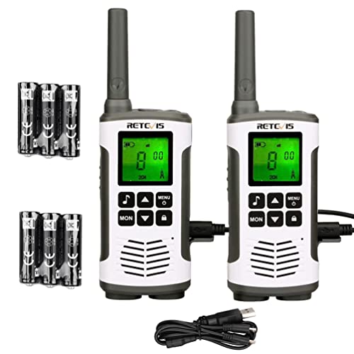 Retevis RT45 Walkie Talkie, Ricetrasmittenti Professionali, Ricaricabili, PMR446, Ricarica USB VOX 16 Canali Torcia, Portatile Walkie-Talkie Professionali per Campeggio, Viaggio (2 Pezzi, Bianco)