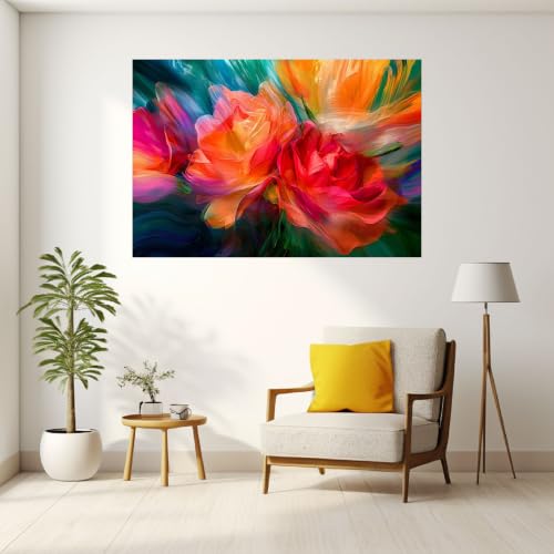 Déco murale florale multicolore pour salon moderne et chic