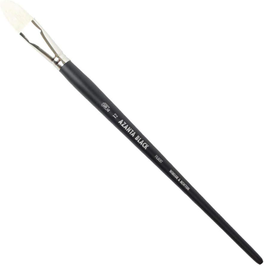 Winsor & Newton Azanta Black Brush for Oil and Acrylic Painting, Wood, Transparent, Filbert - 19mm Nr. 12