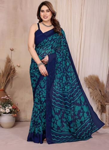 Image of Yashika Women's Georgette Saree with Blouse Piece for Traditional Ethinic Wear Sari