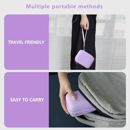 Image of Camera Case for Canon PowerShot ELPH 360 HS A, IXY 650 /ELPH 360 Camera Protective Case Storage Holder Travel Bag with Wrist Strap, Mesh Pocket for Battery Pack, USB Cable, Purple