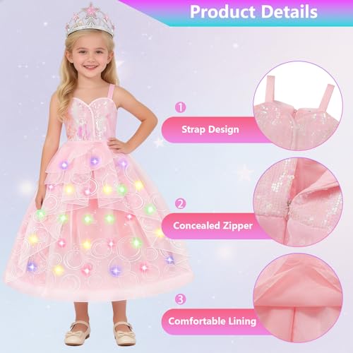Disfraz de Bruja Buena para Niñas Vestido Rosa de Tul miniatura 3