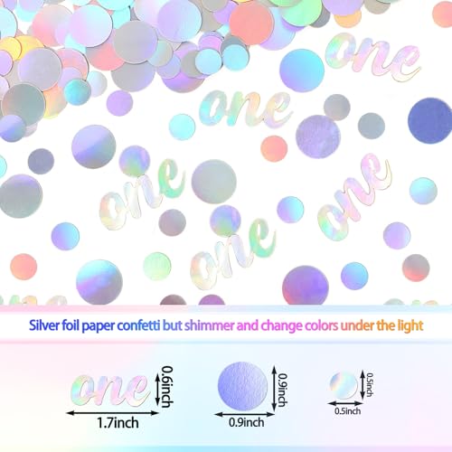 Image of One Birthday Confetti Iridescent Baby First Birthday Decorations Circle Table Scatter Baby Shower The First Year Anniversary Party Table Decor Supplies 300PC