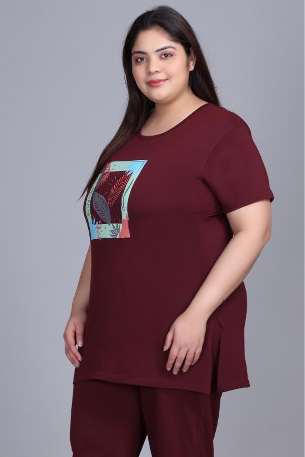 Image of In Love Women's Plus Size Longline T-Shirt with Side Pocket, 3 /4 Sleeve, Crew Neck