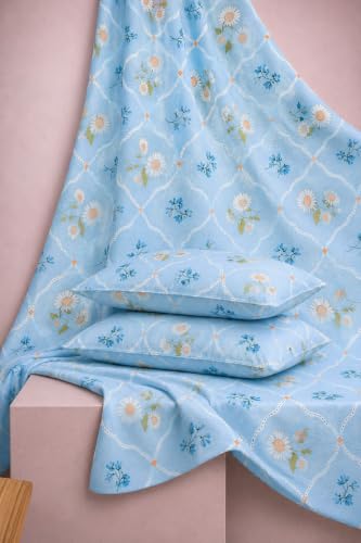 Image of Amazon Brand - Umi King Cotton Bedsheet 90x100 Inches with 2 Pillow Covers | Soft 160 TC Pure Cotton | Beautiful Elegant Design Double Bed Sheet