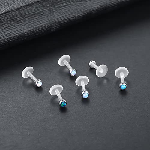 Xpircn 16G Stainless Steel Opal Labret Monroe Lip Ring Tragus Helix Earring Studs Piercing Jewelry 6PCS - Image 6