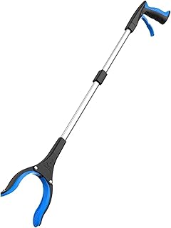 CEHJZQRPL Recogedor de Basura Grabber Stick, Recogedor de Basura Plegable de aleación de Aluminio, 32 Pulgadas, Plegado, 16 Pulgadas, Azul