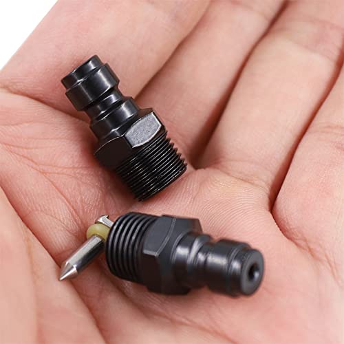 Image of 8mm Quick-Disconnect Plug Adapter, 1 /8 inch NPT Male Thread, Foster PCP Airsoft Adapter Fittings, Black Zinc Plated Copper