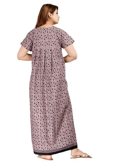 Image of OFEEFAN Cotton Nighty for Women - Pack of 2 Printed Maxi Gowns, Ankle-Length Night Dresses, Soft & Breathable Sleepwear - Free Size