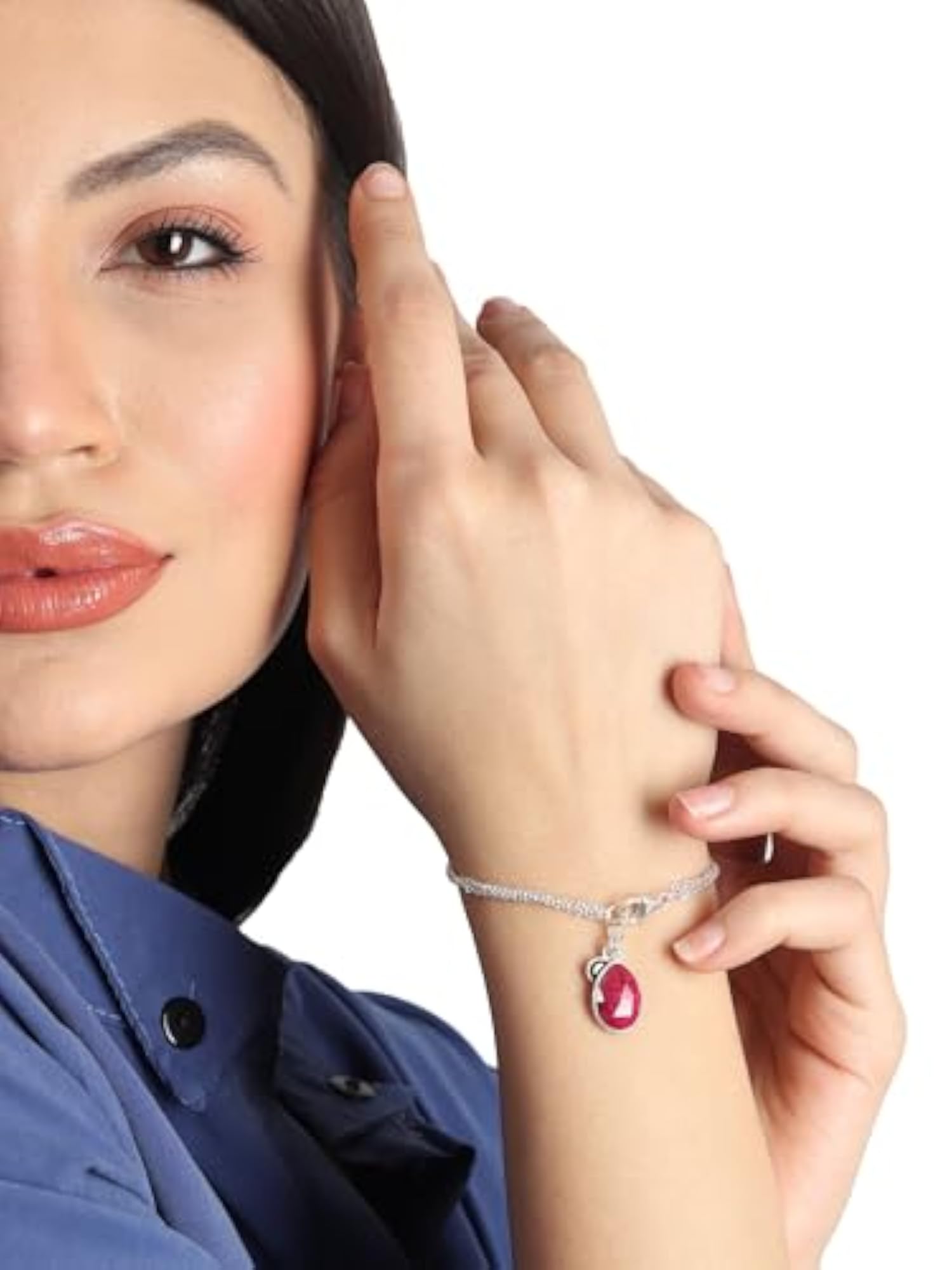 Handcrafted Pure Sterling Ruby & Garnet Gemstone Bracelet