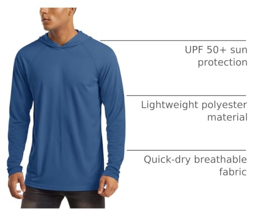 Image of MAGCOMSEN Men's Hooded UPF 50+ Sun Protection T Shirts Long Sleeve Athletic Fishing Shirts Rash Guards