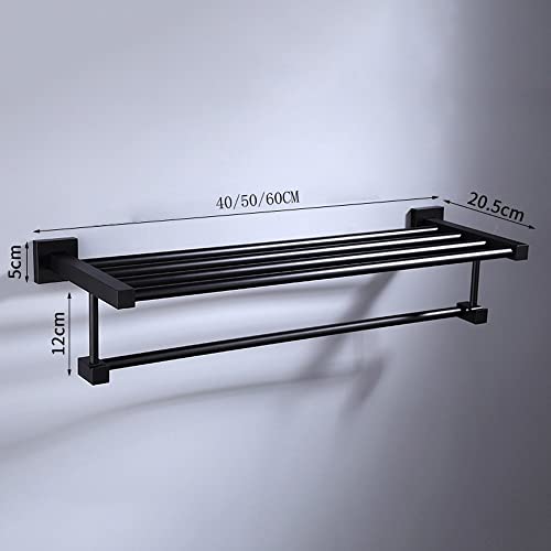 Étagère serviette pliante noire 40cm pour optimiser l'espace mural de douche - 8