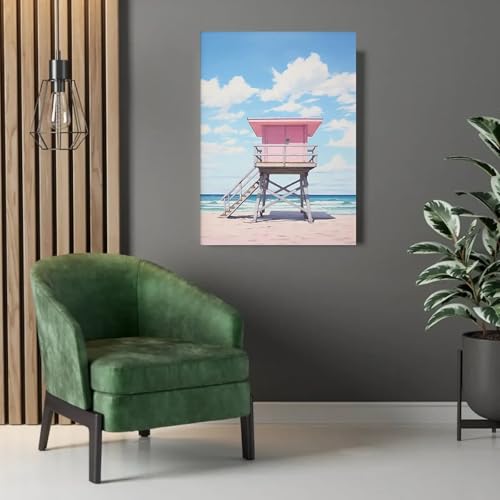 Décoration de chambre de plage chic avec triptyque d'art moderne