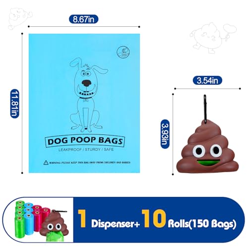 Letalong Dog Poop Bag With Holder, 150 Counts Scented Doggie Waste Bags With 1 Dispenser, Pet Poop Bags Rolls For Doggy
