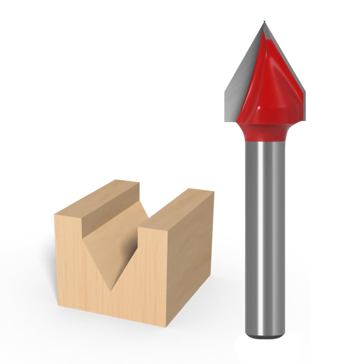 V Groove Router Bit 6mm Shank 60 Degree 12mm Width Tungsten Carbide Wood Carving V-bit for 3D Engraving Woodworking Milling Tool