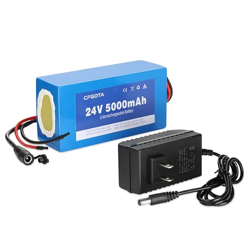24V 5Ah Lithium Battery Pack with Charger, Rechargeable...
